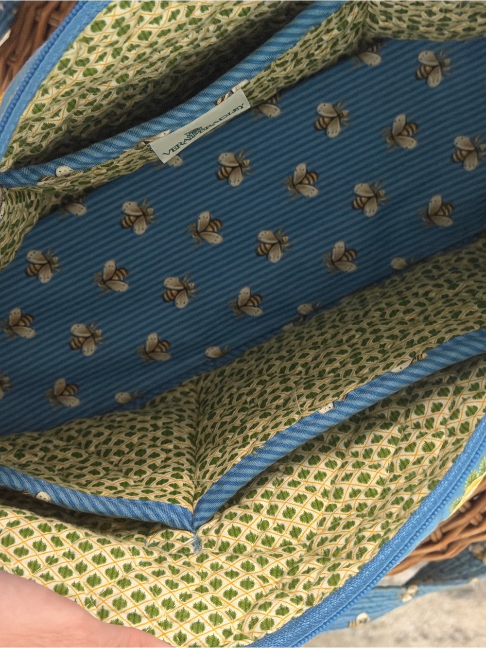 Vera Bradley Blue Quilted Tote with Yellow Rose Trim - Picture 12 of 16